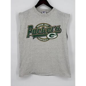 Vintage Green Bay Packers Shirt Mens Large Gray NFL Football Logo 7 Sleeveless